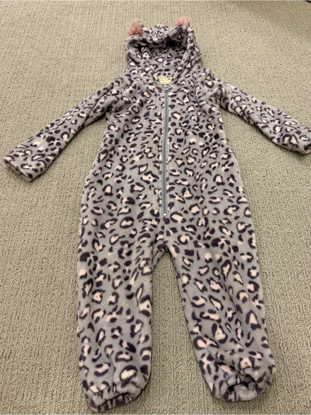 Joyfolie Lavender and Pink Leopard Hooded One-Piece Footie